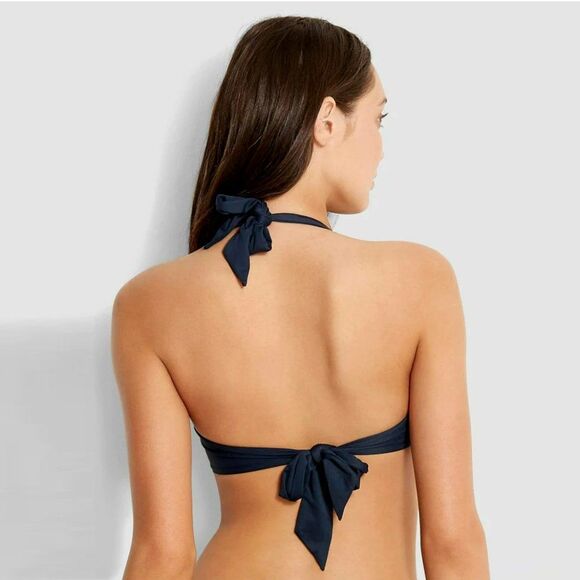 Seafolly Women's Soft Cup Halter Bikini Top Size 4 Indigo Blue - Picture 2 of 6